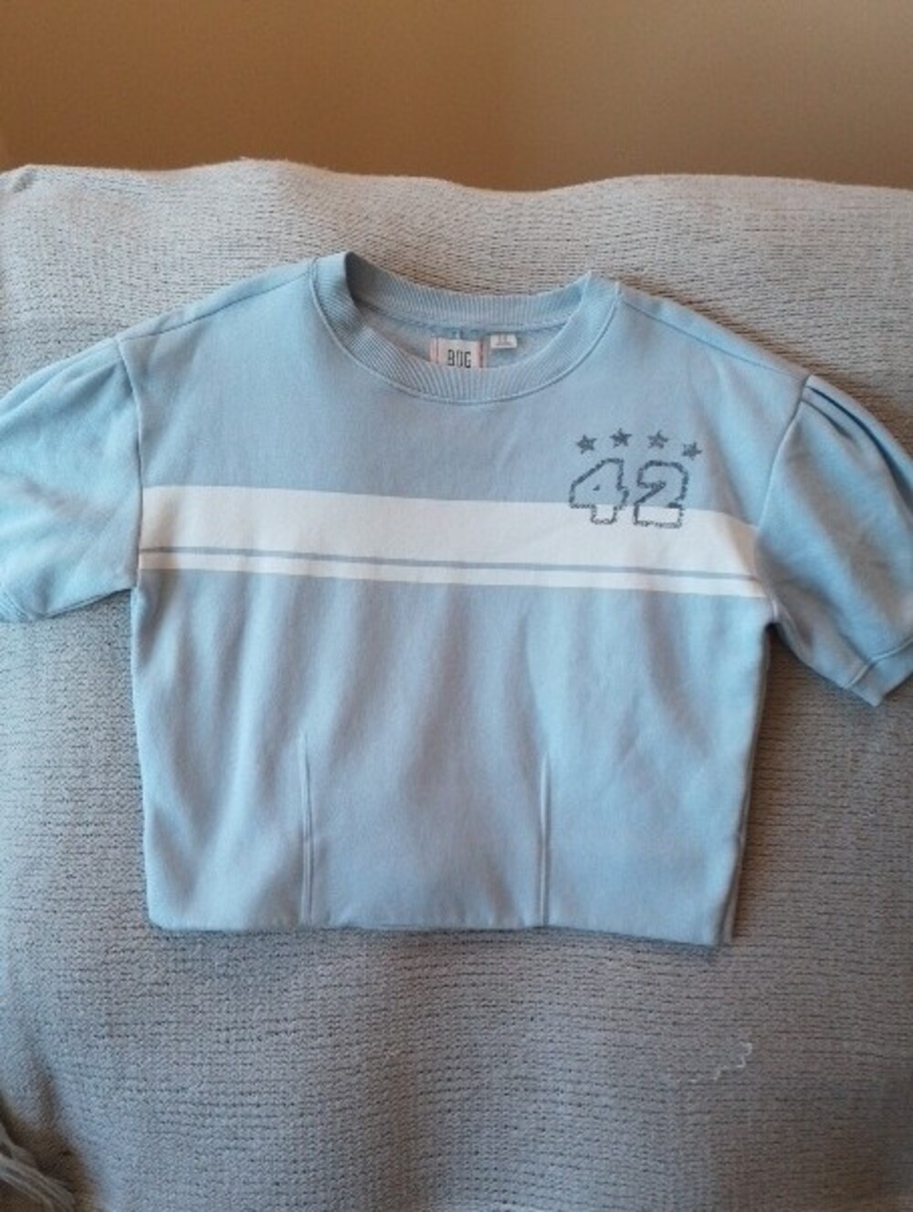 BDG Urban Outfitters Cropped Short Sleeve Sweatshirt Light blue Soft Size L
